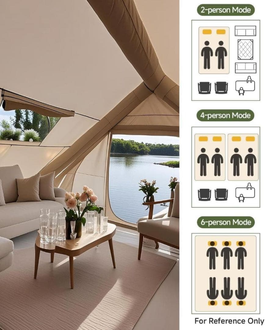 エアーテント 2～6人用 テント大型 キャンプテント 折りたたみ ハンドポンプ付