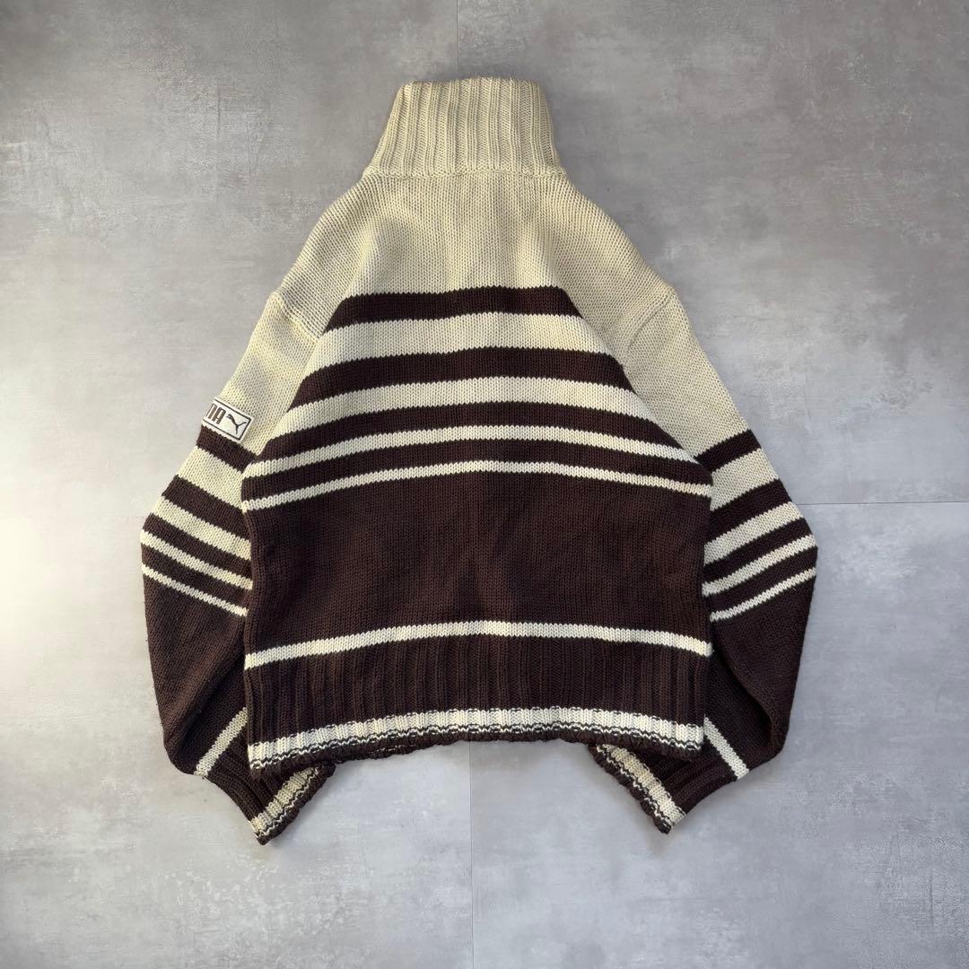 希少　80s - PUMA プーマ　ドライバーズニット　カウチン　茶色　トルコ製