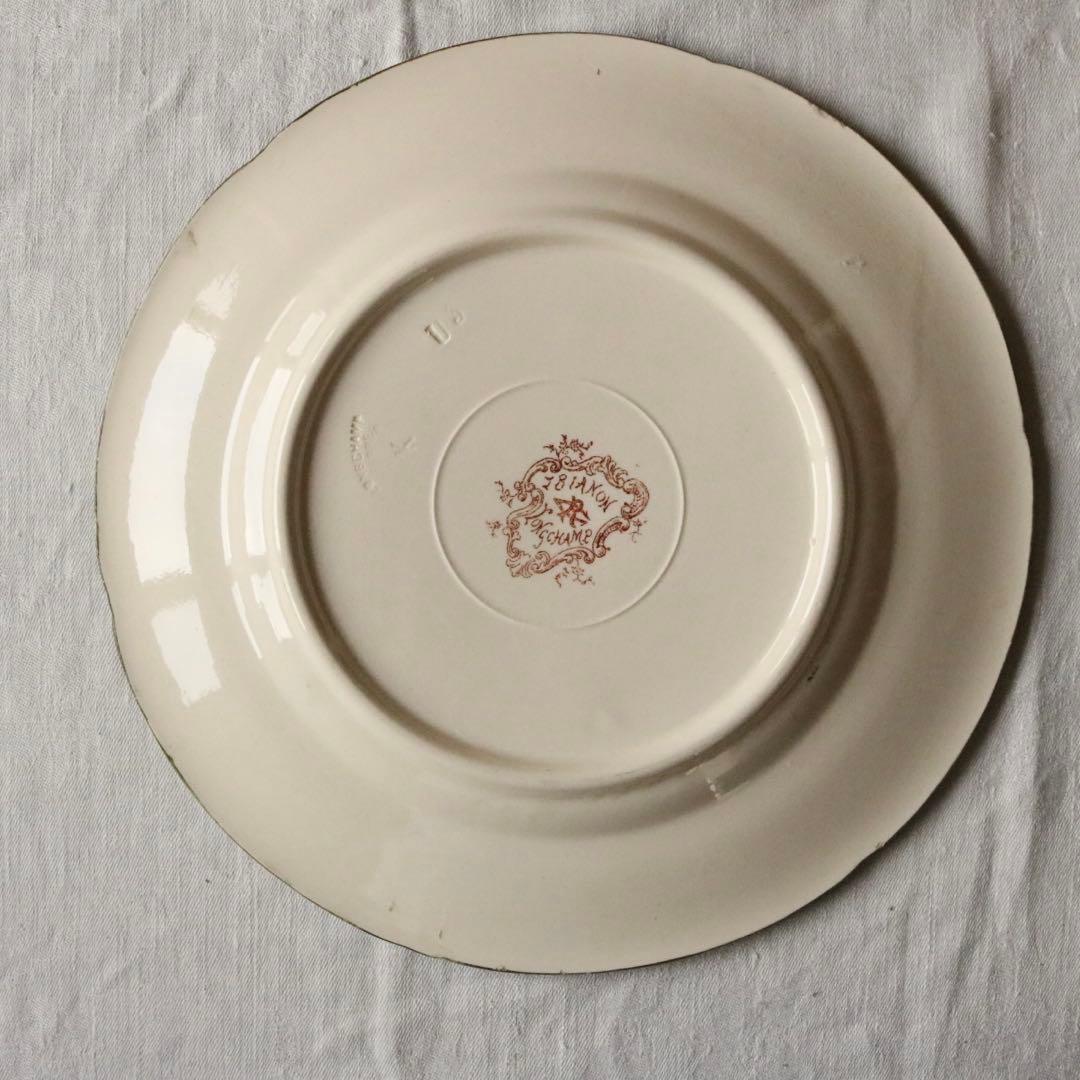 Longchamps 多彩刷り　b 薔薇リボン　プレート　フランス　アンティーク