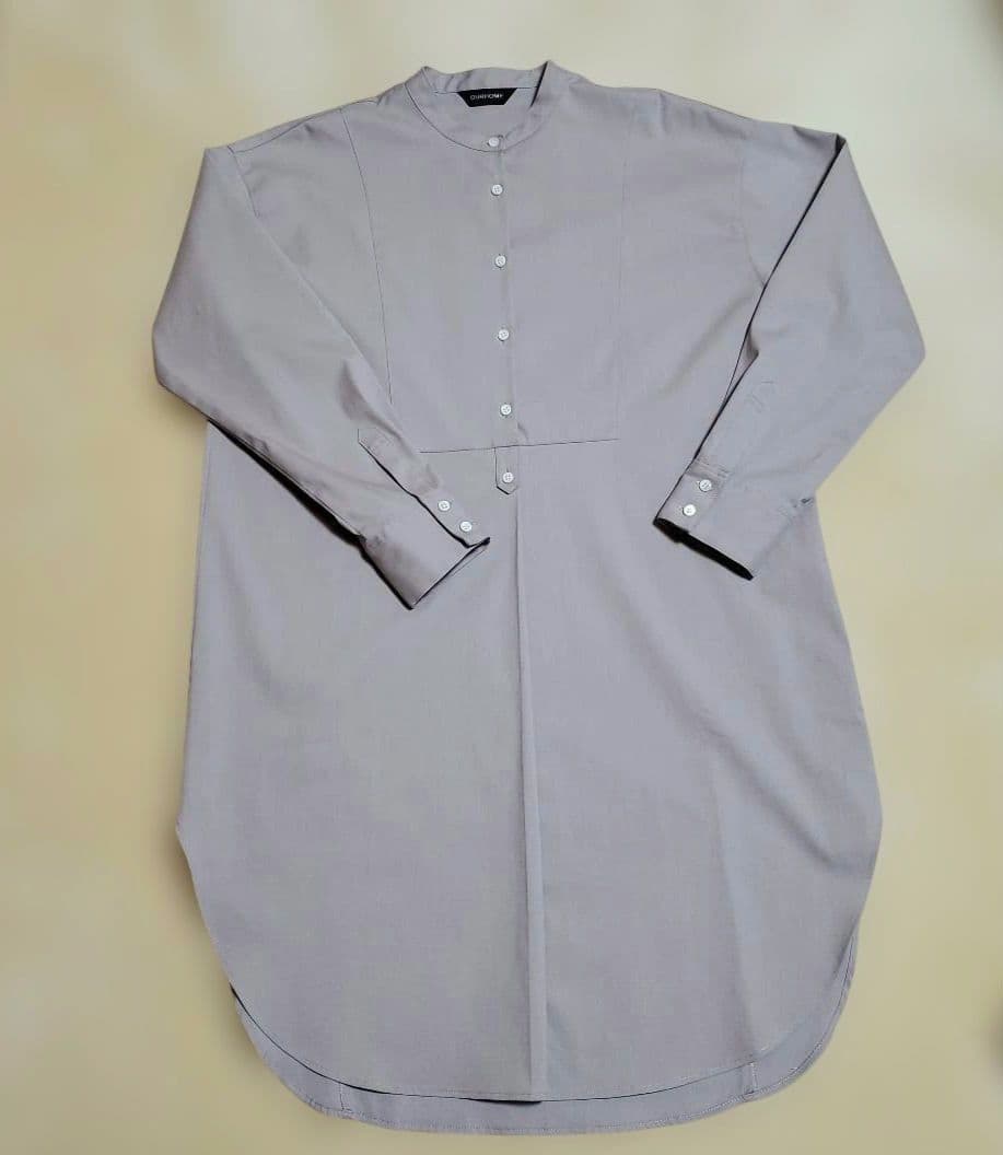 アワーホーム　胸もと切り替えロングシャツ