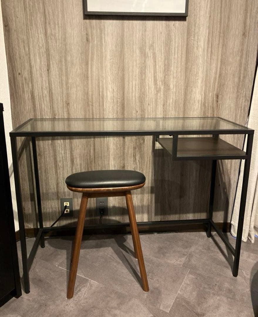 送料込み⭐︎レザーxウォールナット⭐︎ナガノインテリア キッチンスツール コッペ