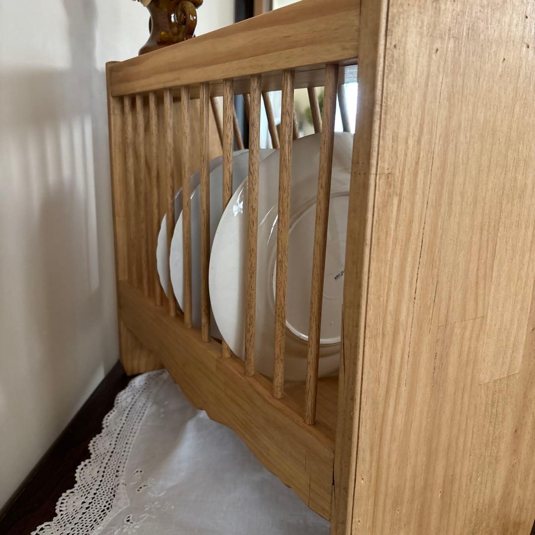 限定お値下げ　アンティーク風　ハンドメイド　パイン材のディッシュラック