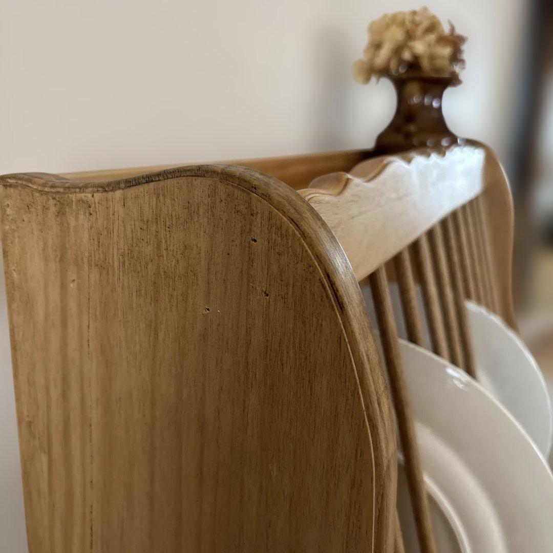 限定お値下げ　アンティーク風　ハンドメイド　パイン材のディッシュラック