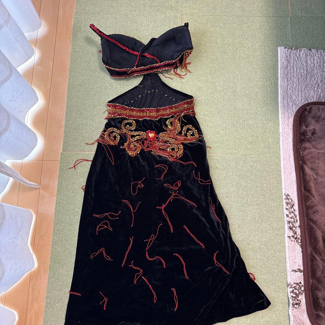 ベリーダンス衣装 黒 ベルベット