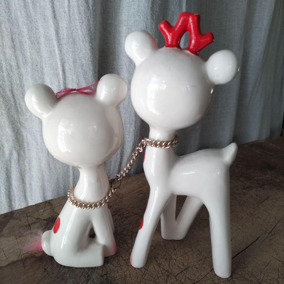 昭和レトロ バンビ 鹿 親子 置物 ヴィンテージ / 内藤ルネ 宇山あゆみ 猫