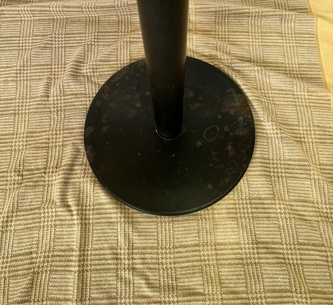 【中古品】アイアンフレーム 木製天板 ラウンドテーブル カウンターテーブル 鉄脚