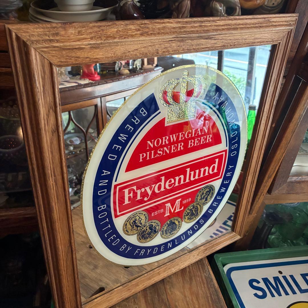 Frydenlundアメリカアンティーク　鏡パブミラー北欧ノルウェー酒USA看板