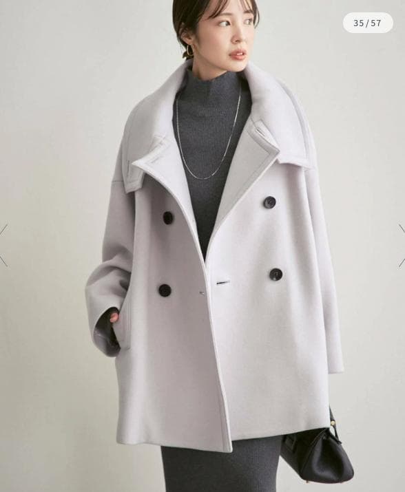 新品タグ付✨NOBLE スタンドカラーオーバーコート 完売色ベージュ 日本製 F