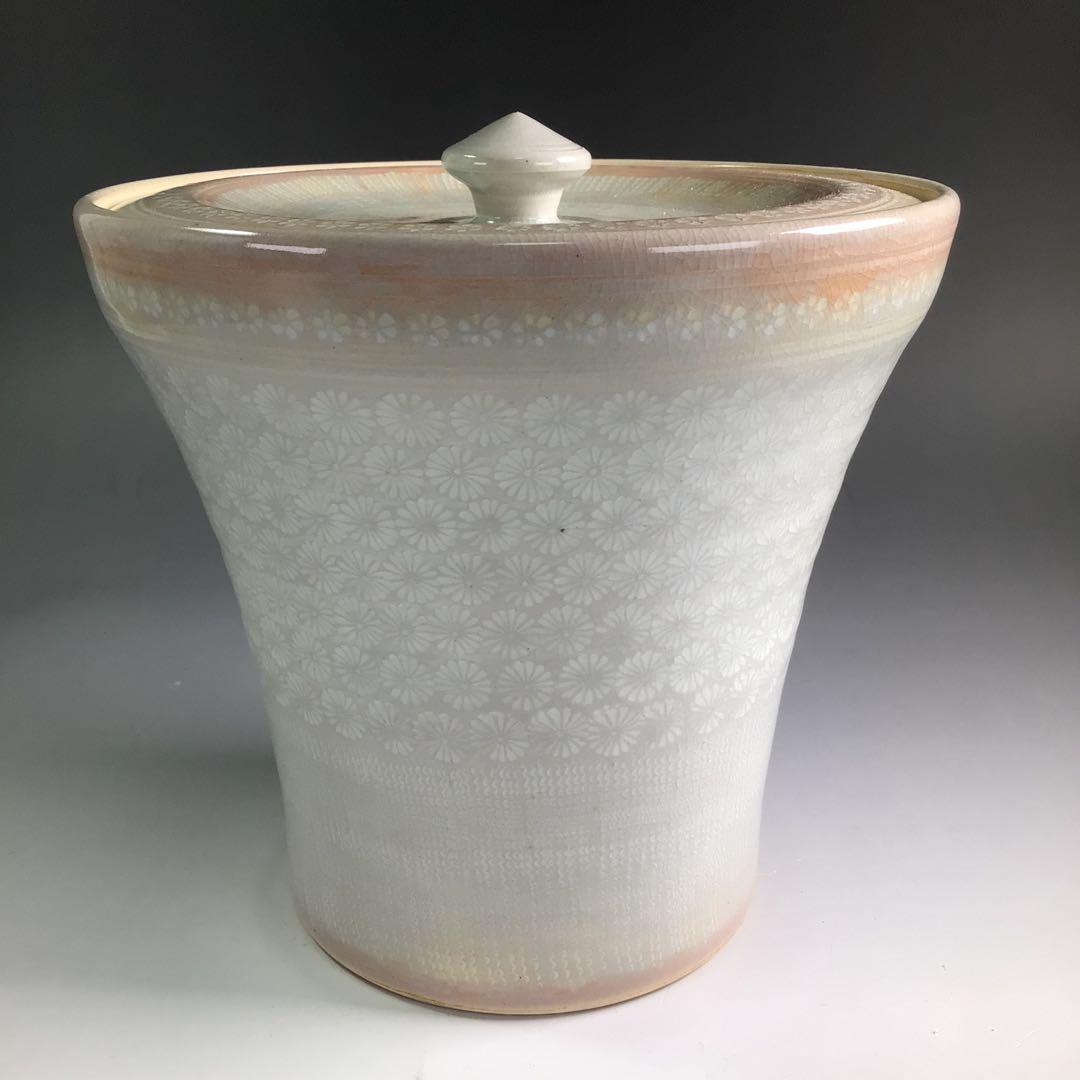 Ｐ８０４　水指　『平安　開山造』『礼賓手三嶋』『末広水指』　共箱　茶道具