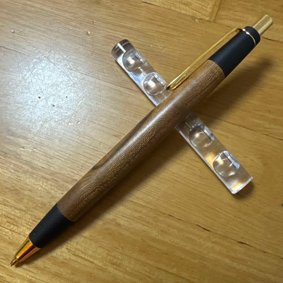 旧型 野原工芸 シャーペン 0.5mm 槐 旧金具 固定型金具 ゴールド 木軸