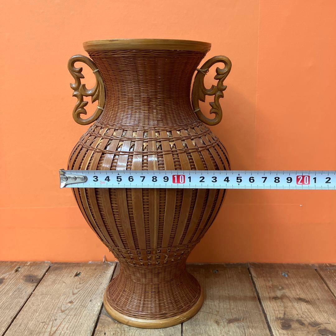 C-壁 竹編み 花瓶 花器 壺 中国美術 伝統工芸 浙江工芸品 網代編み バンブ