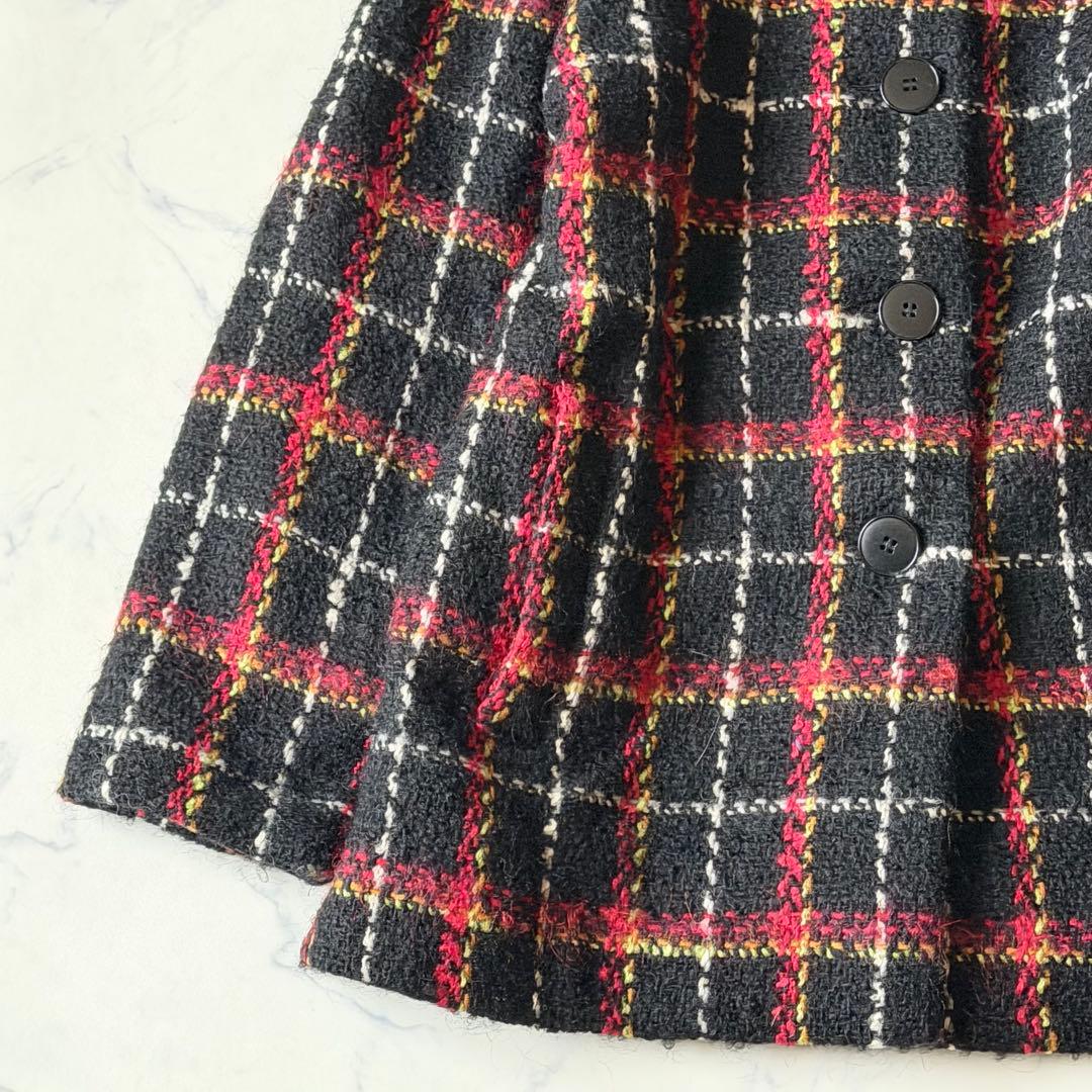 【希少】 アニエスベー フランス製 ウールジャケットコート ツイード チェック柄