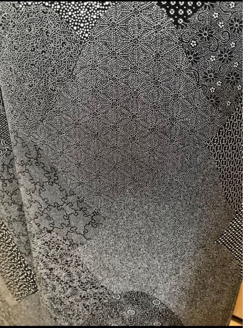 小紋　江戸小紋　モノトーン　切りばめ文様　作家物