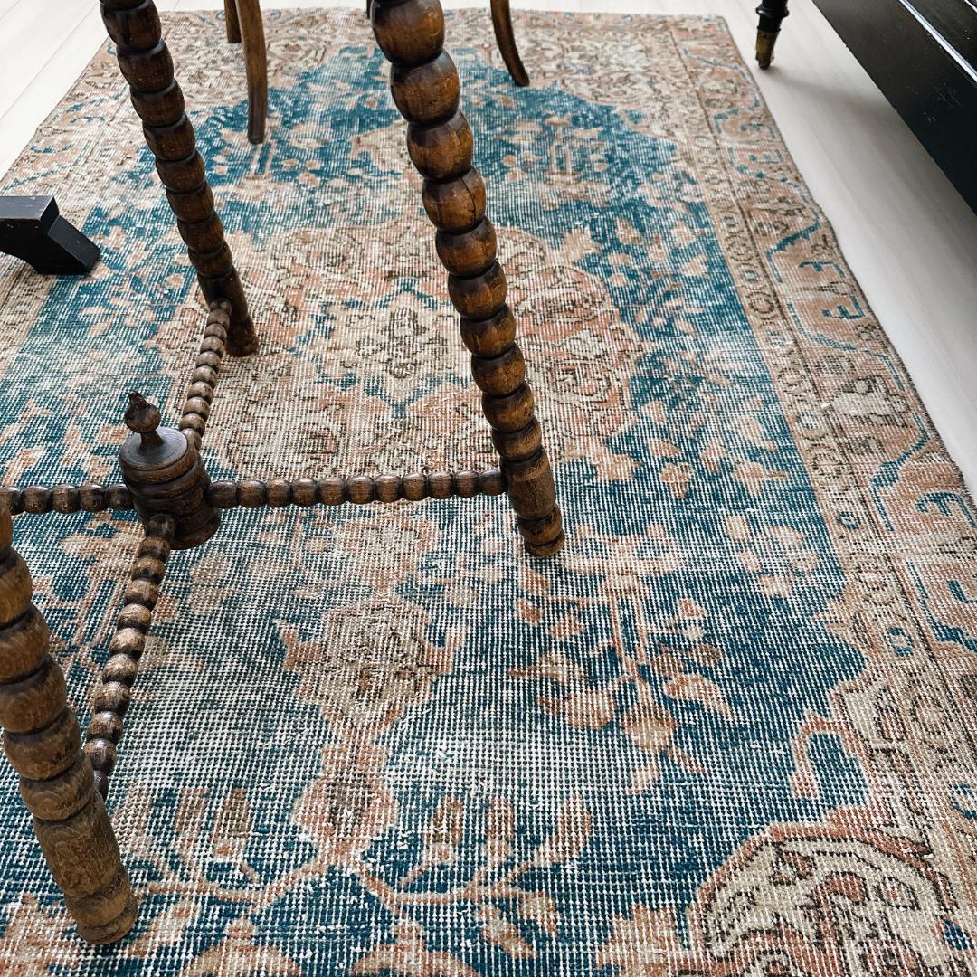 トルコ ヴィンテージラグ A119 レア ネイビー アプリコット ベージュ