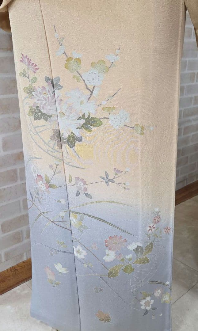 訪問着 4点フルセット、着物、袋帯、帯締め、帯揚げ ゆき丈長め69