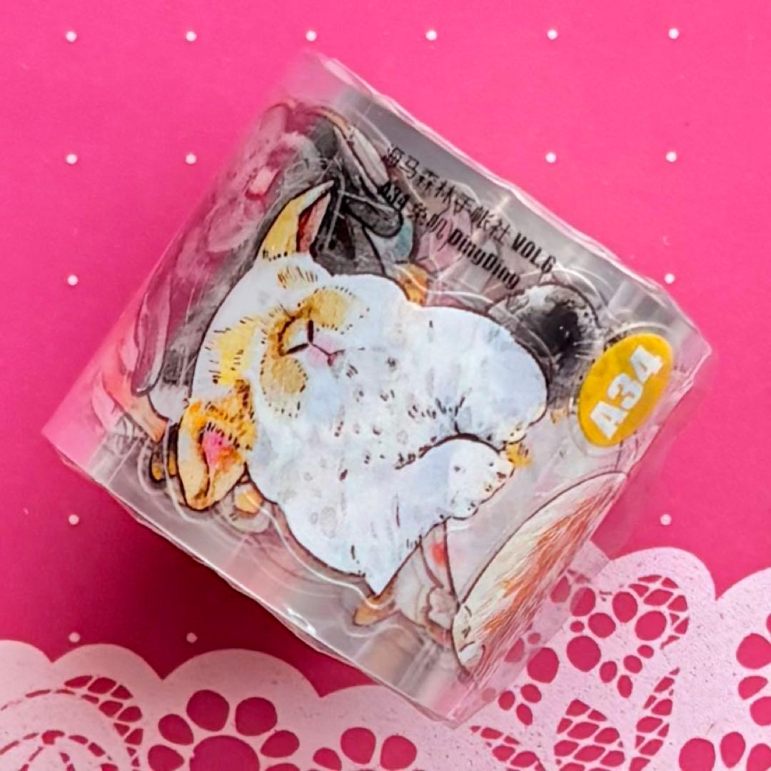 PET 兔叽 ダイカット加工 3.5cm×6m 海外マスキングテープ　ウサギ