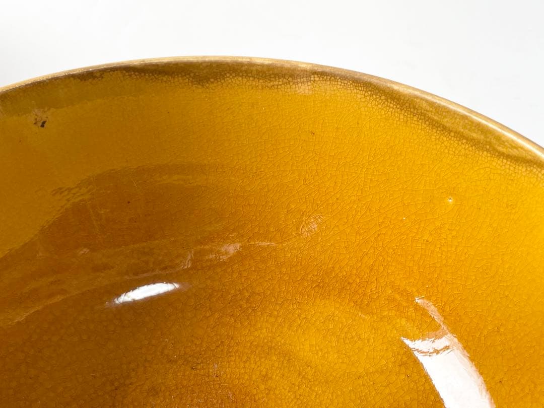 骨董　アンティーク　珉平焼　民平　山吹色　三つ組　入れ子　鉢　ボウル　器