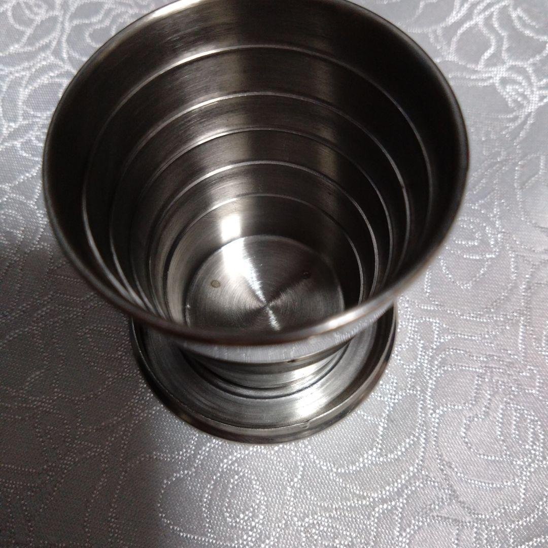 IL BISONTE ステンレス折りたたみカップ レザー収納袋付き