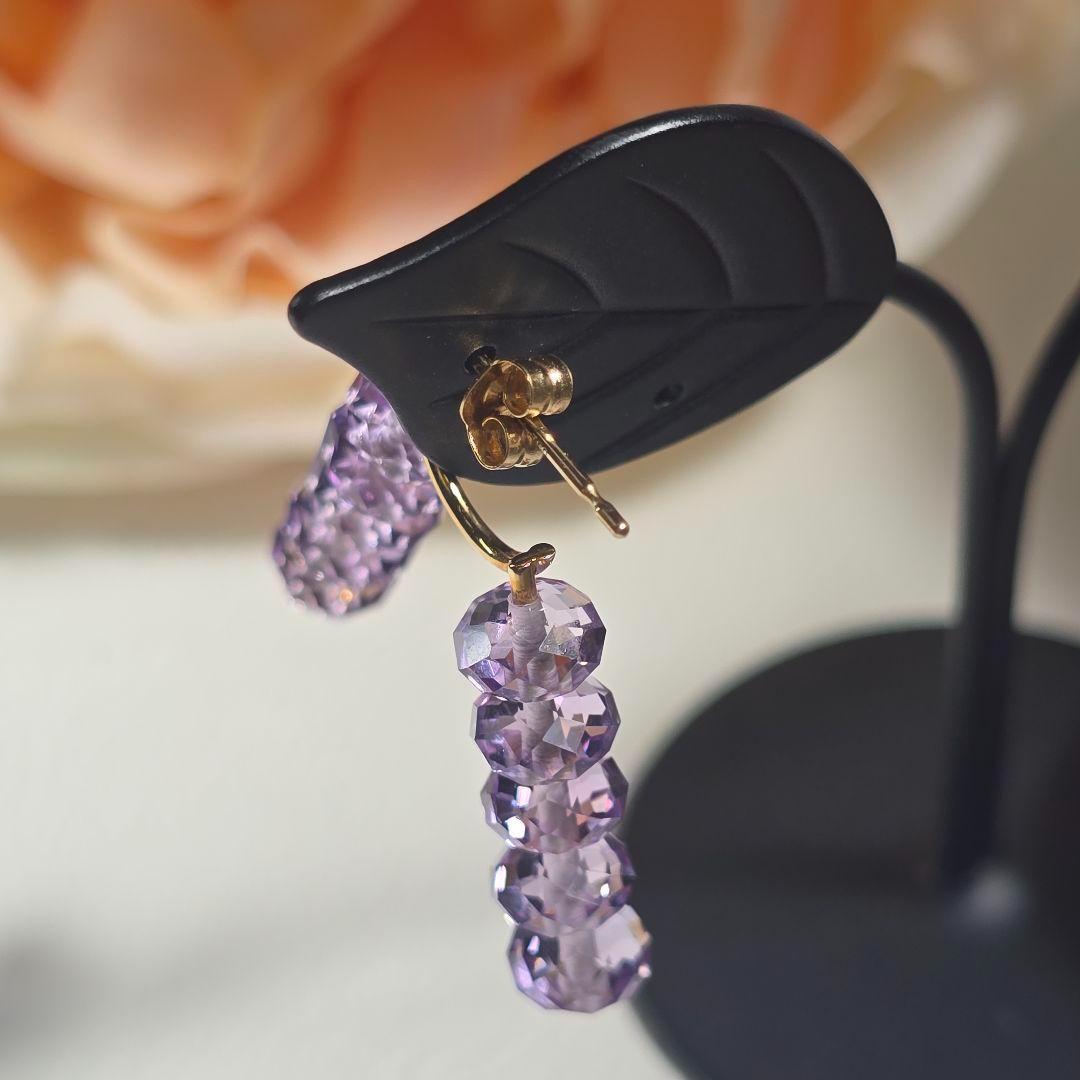 アーカー　18K アメジスト スプリングシークイン ピアス 最強の出会い運