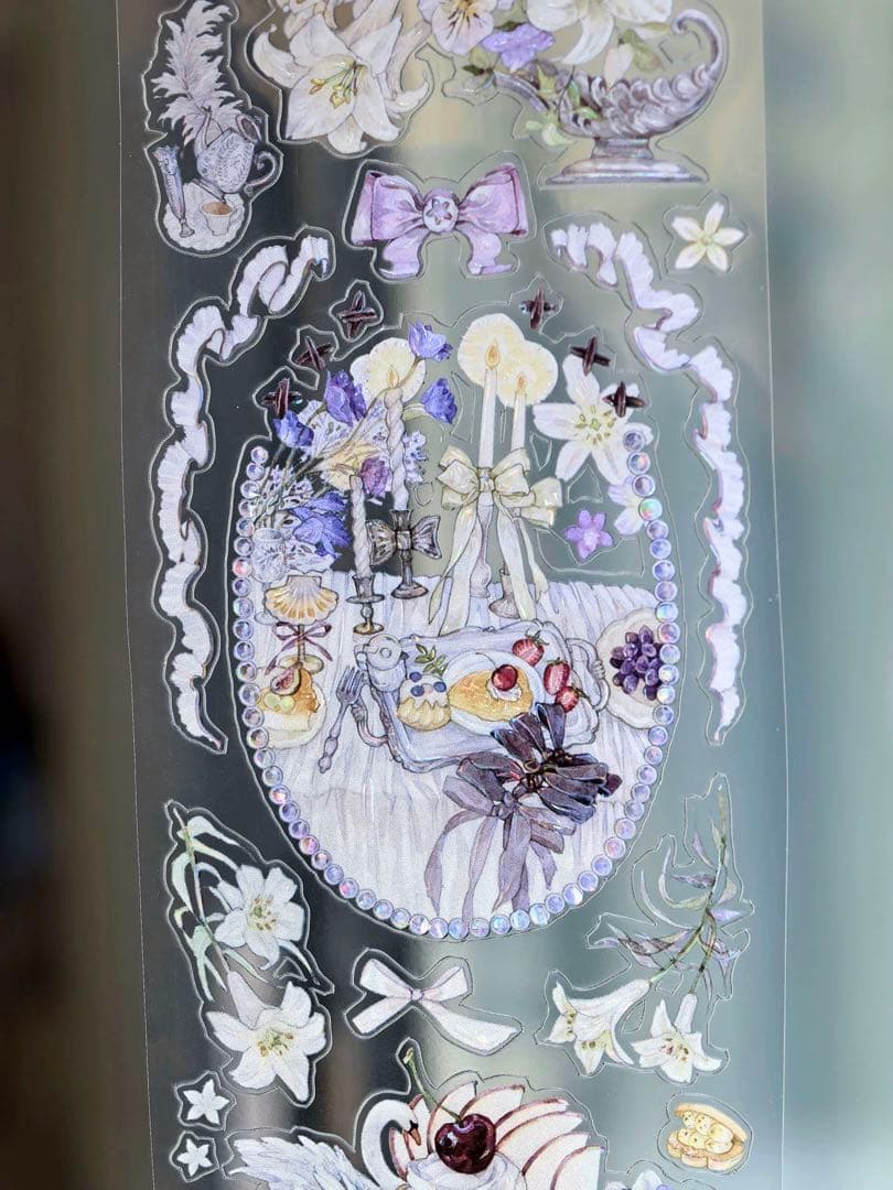 【9476】海外　5m巻　貝殻光カッティングマスキングテープ　お茶会　装飾系