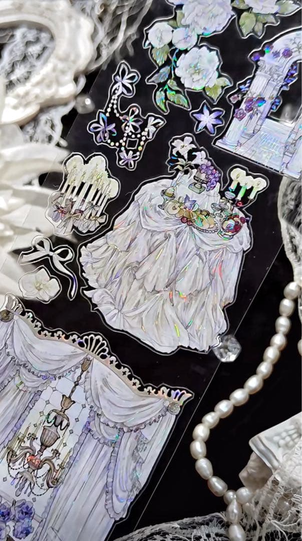 【9476】海外　5m巻　貝殻光カッティングマスキングテープ　お茶会　装飾系