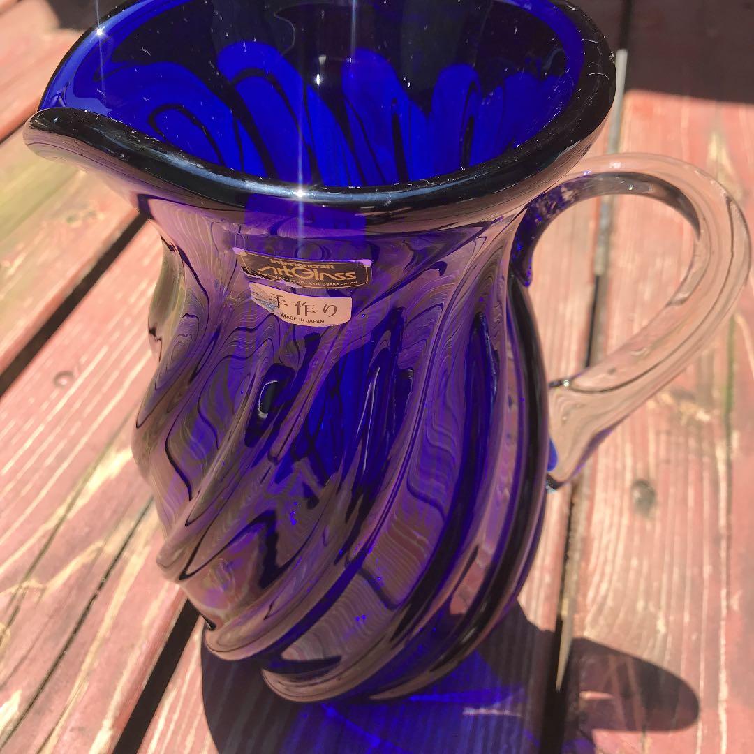 Art Glass IWATU GLASS 瑠璃色の花瓶