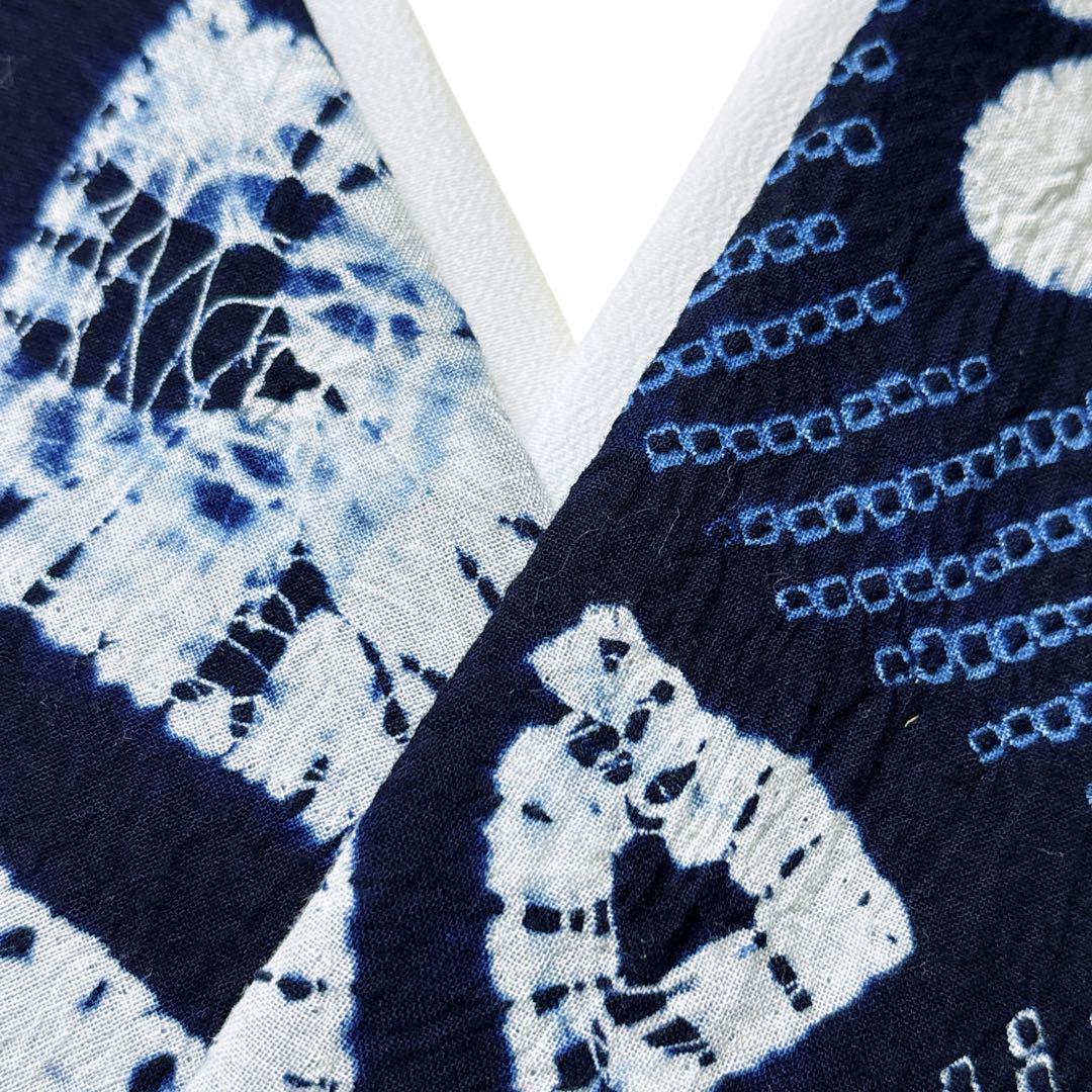 A61 有松鳴海絞り 高級浴衣 花　綿　美品