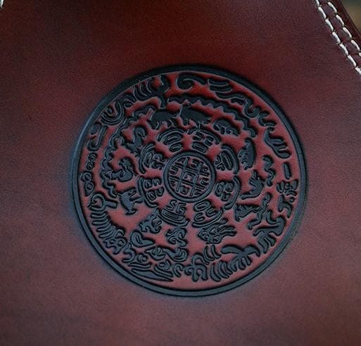 希少 レザースツール 椅子 牛革 唐草 カービング キャンプ アウトドア