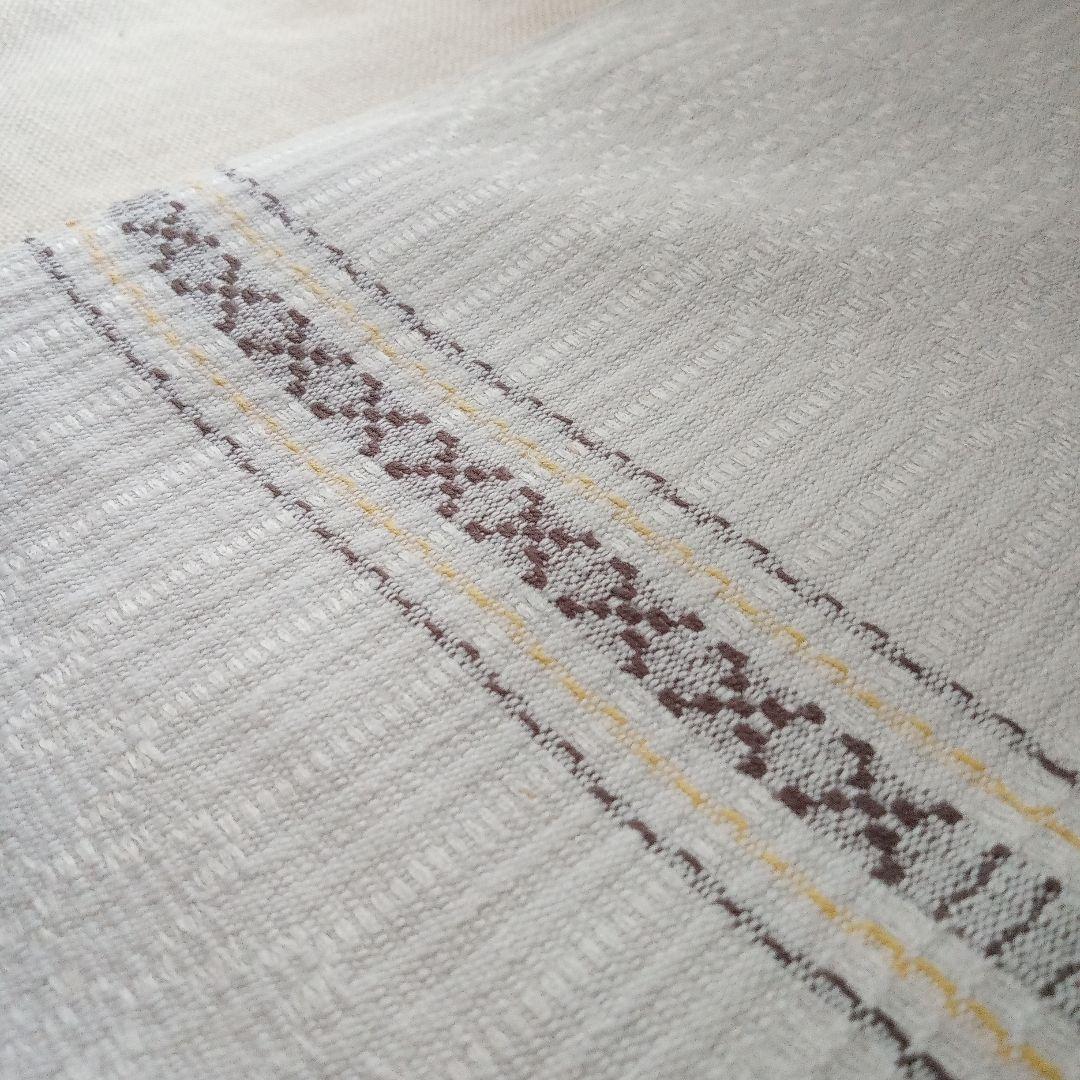 リネンのクロス（茶色x黄色）/手工芸/スウェーデン/北欧ヴィンテージ