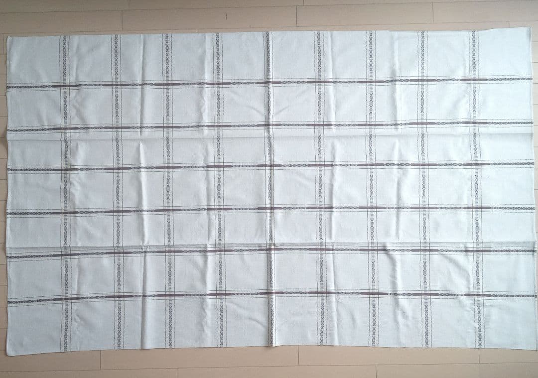 リネンのクロス（茶色x黄色）/手工芸/スウェーデン/北欧ヴィンテージ