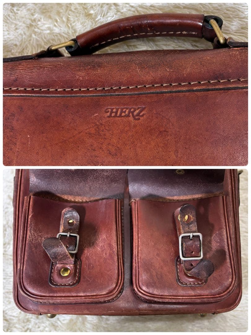 HERZ ヘルツ ギボシ留め 2way レザー ハンドバッグ ショルダーバッグ