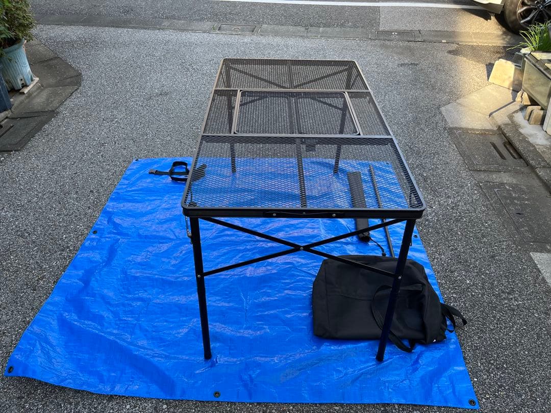ロゴス(LOGOS) アイアンメッシュ テーブル　収納バック付き