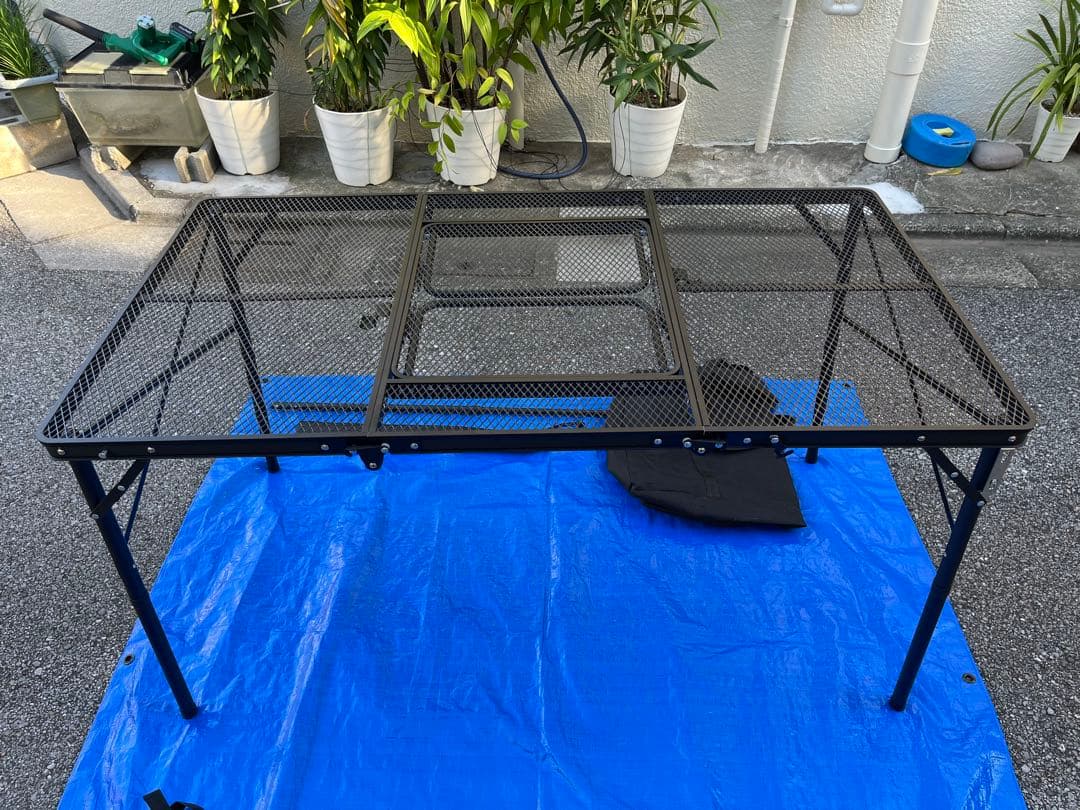 ロゴス(LOGOS) アイアンメッシュ テーブル　収納バック付き