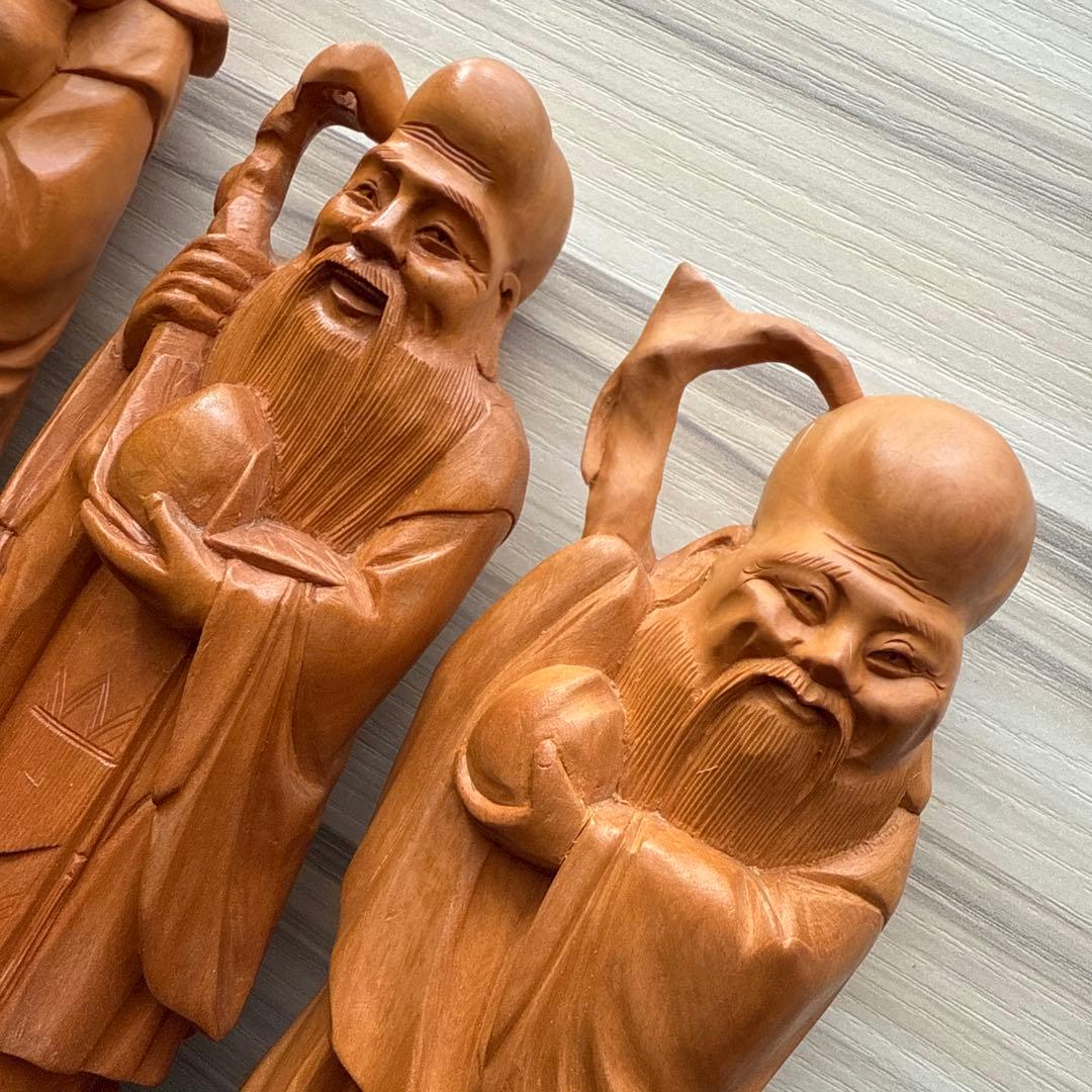 木製置物 4点まとめ売り 木彫り 中国製シールあり