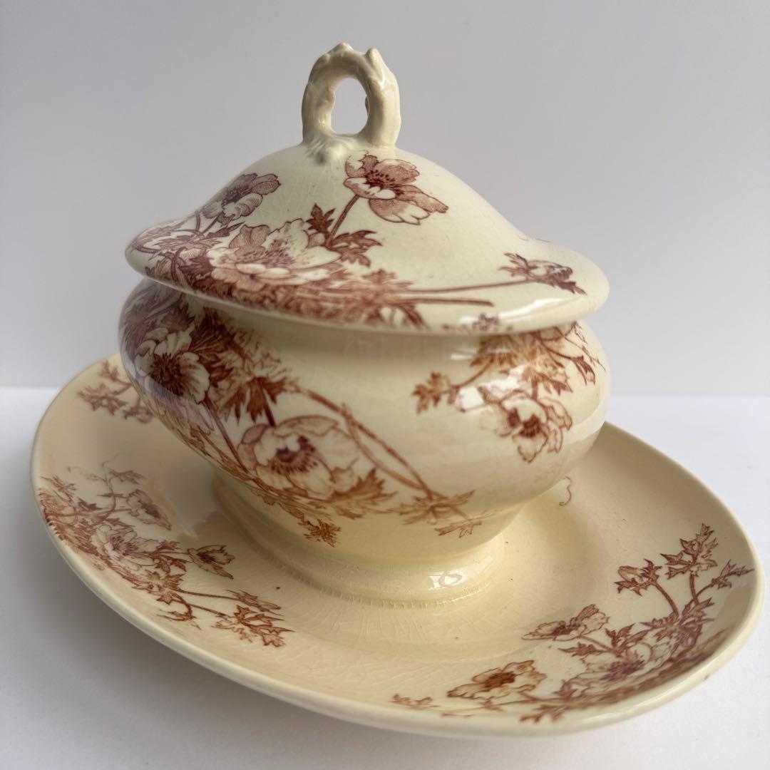 フランスアンティーク Gien ジアン Anemones アネモネ　ソーシエール