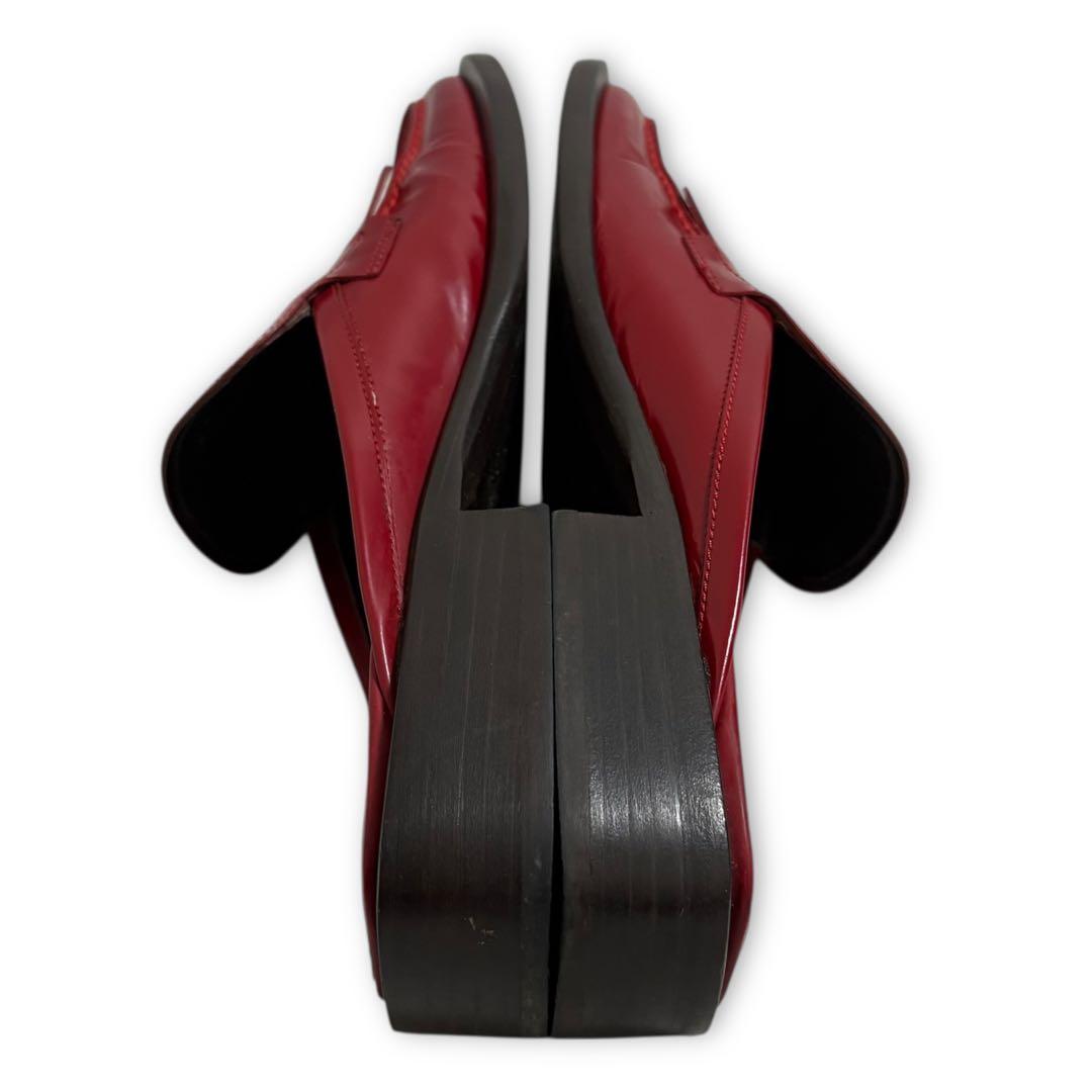 靴 99SS PRADA square toe leather mules red