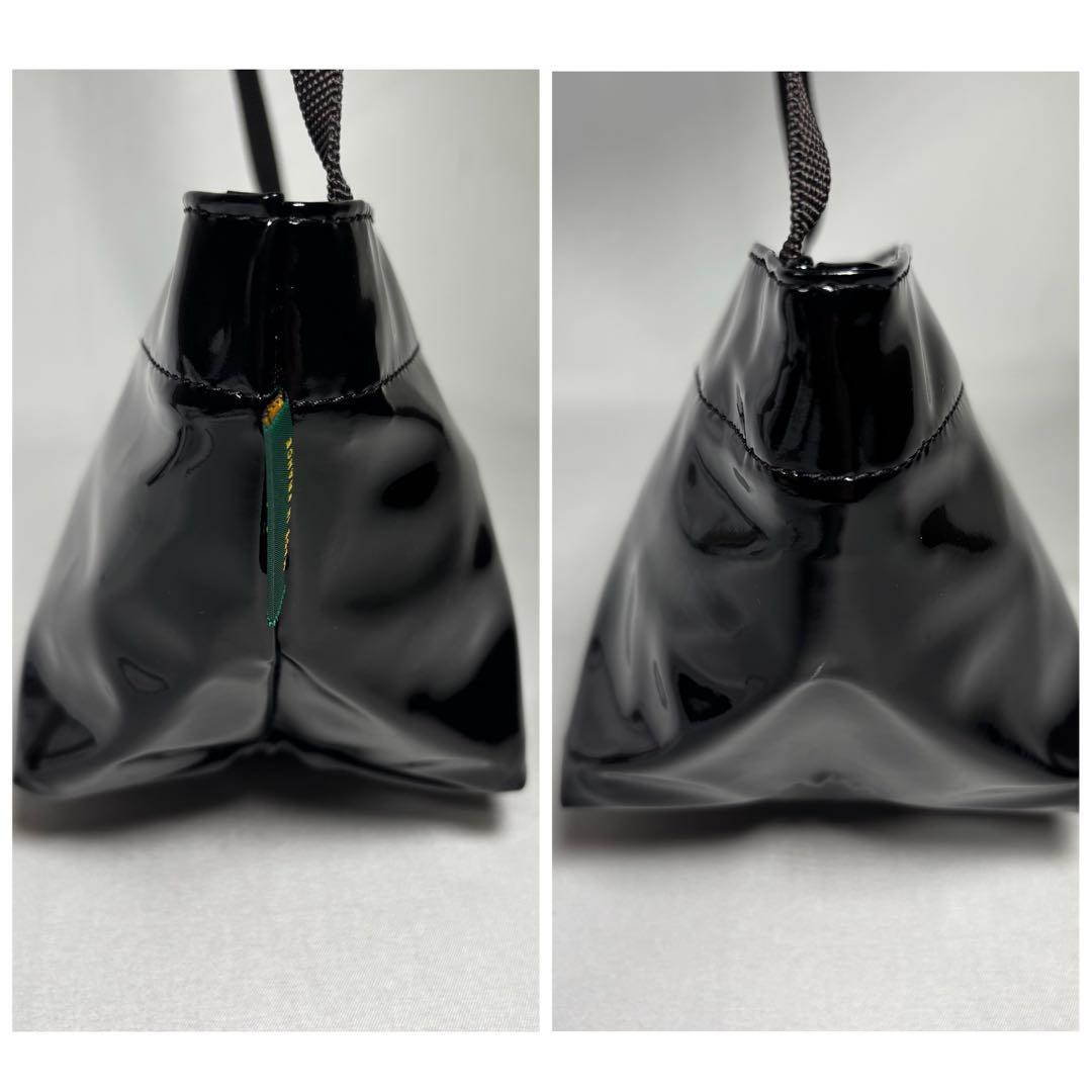 エルベシャプリエ ショルダーバッグ 斜め掛け 舟形 ヴェルニ エナメル ブラック