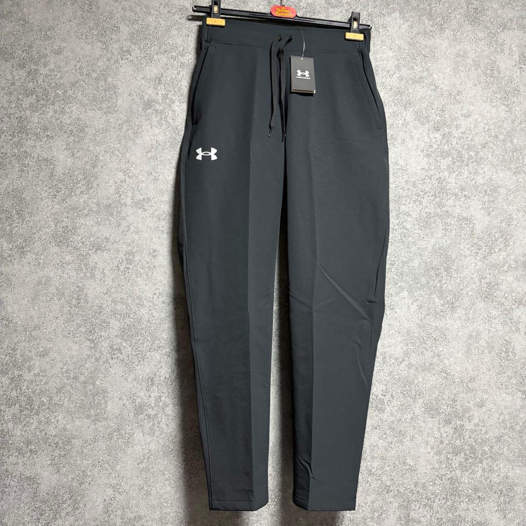 新品　アンダーアーマー 暖かロゴ入りパンツ「LGサイズ・黒」