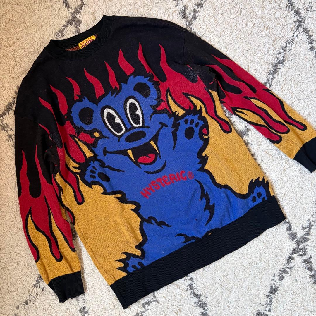 HYSTERIC GLAMOUR FIRE BEARジャカード セーター