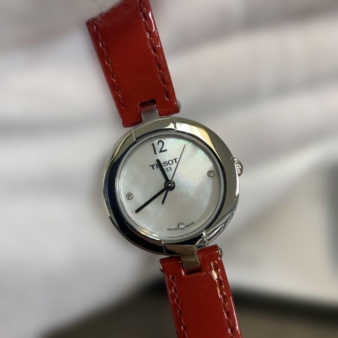 m122306m TISSOT 腕時計 ピンキー　レッドレザー　パール