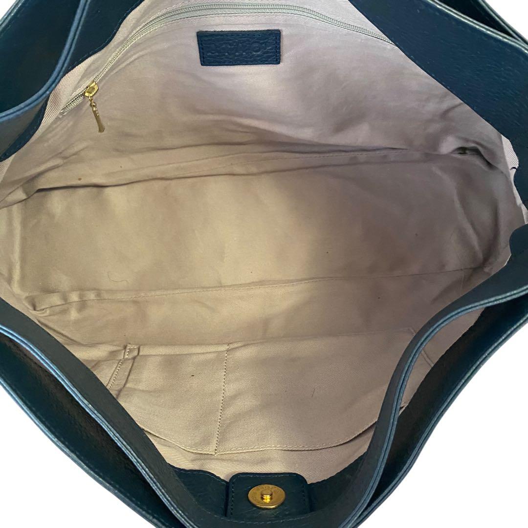 極美品　アタオ　エルヴィ　A4可　2way ショルダーバッグ　ネイビー　レザー