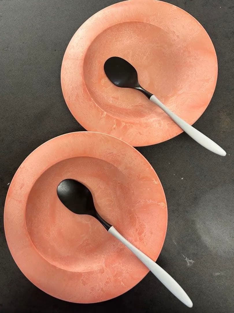 エイラスaras海水シリーズコーラルピンク深皿スクープ小カレースプーンセット