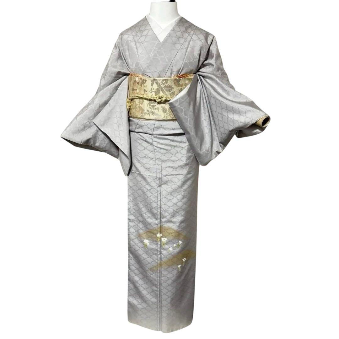 ち*ー様 未使用近い　美品　袷　正絹　大島紬系　白山紬系　紋付　訪問着　フルセッ