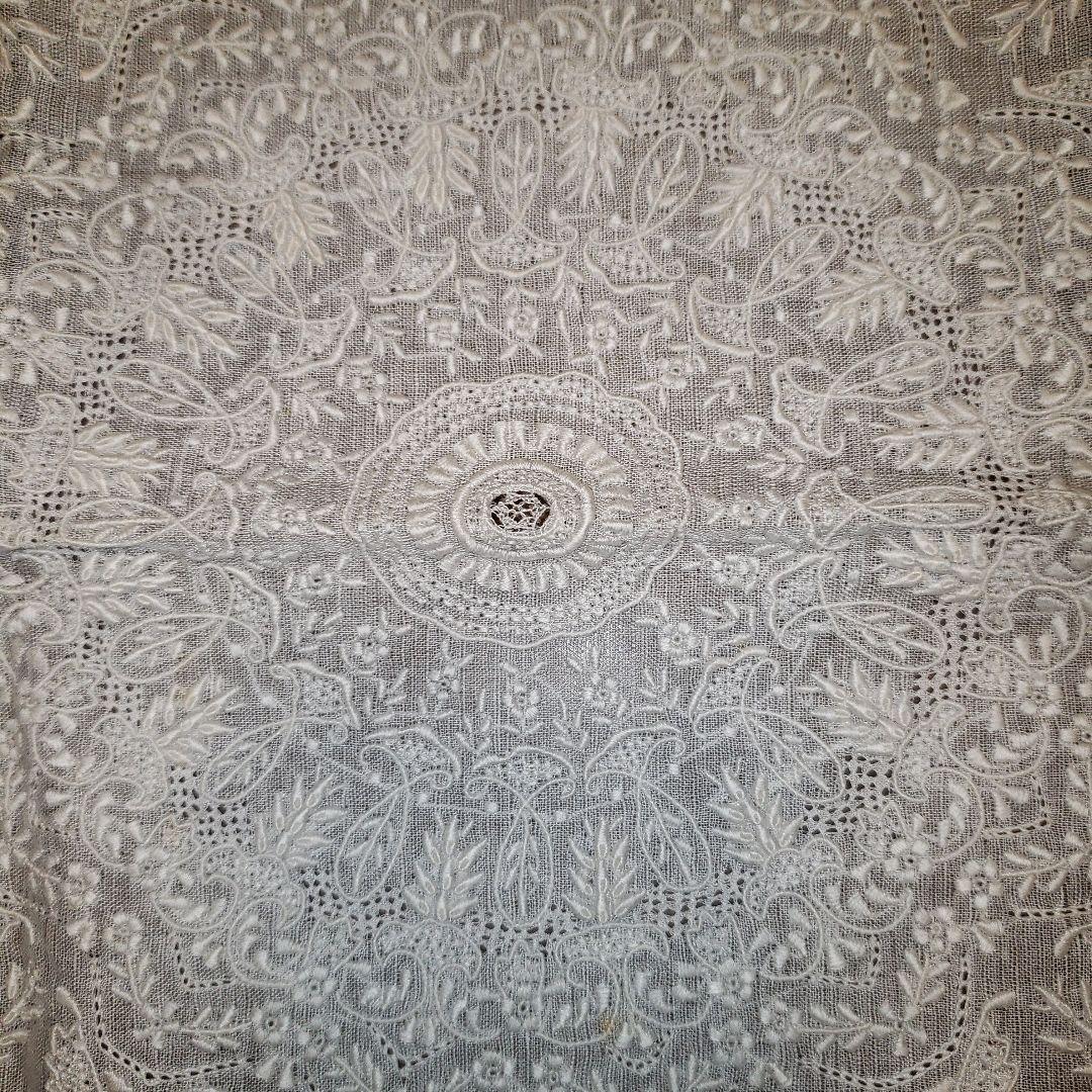 スワトウ 汕頭 刺繍 ホワイト レースハンカチ