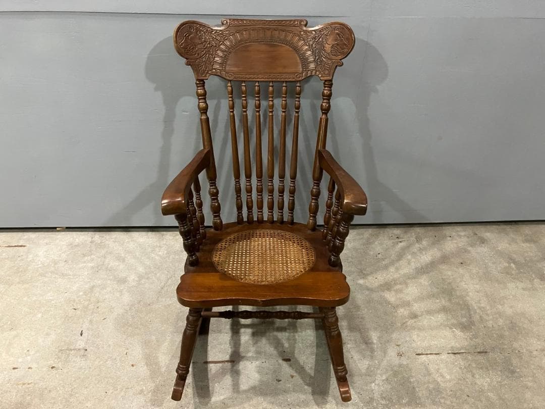 希少『台湾製』ロッキングチェア 揺り椅子 木彫り 彫刻 狼 RWroc1