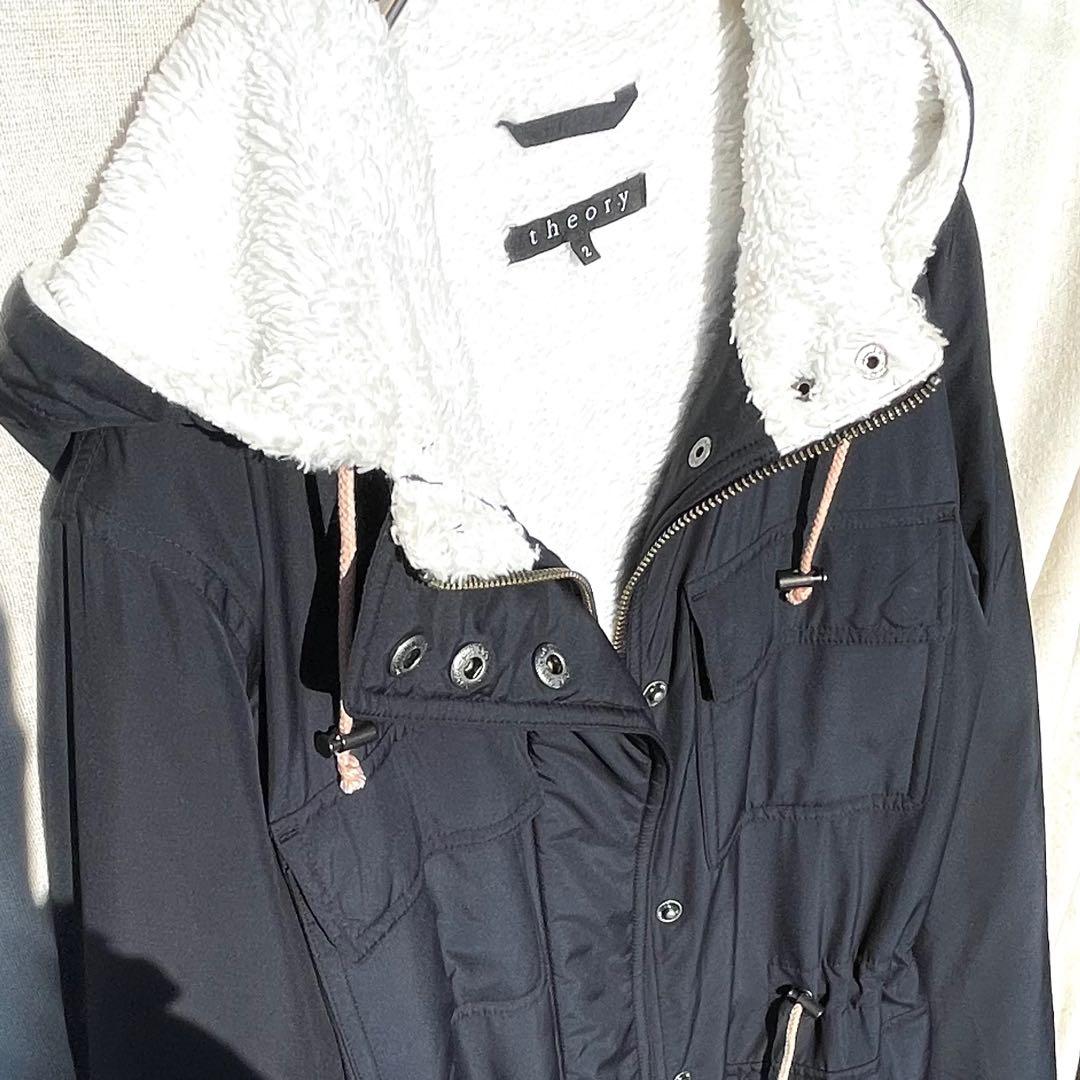 ボア モッズコート フード ウール コットン フーデッドコート ホワイト 黒