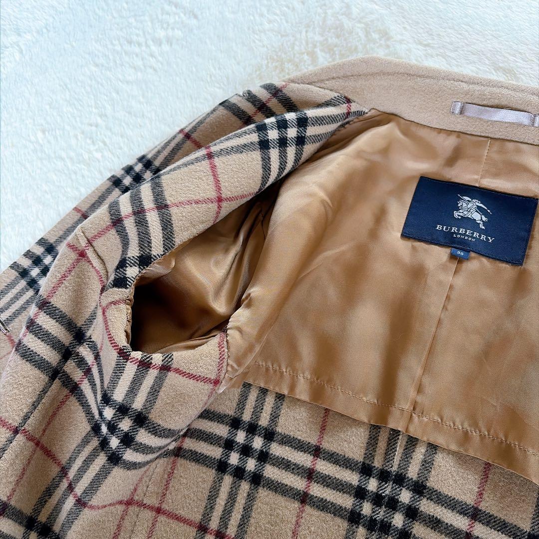 美品✨【バーバリーロンドン】カシミヤ混ウール ダブルフェイスコート キャメル38