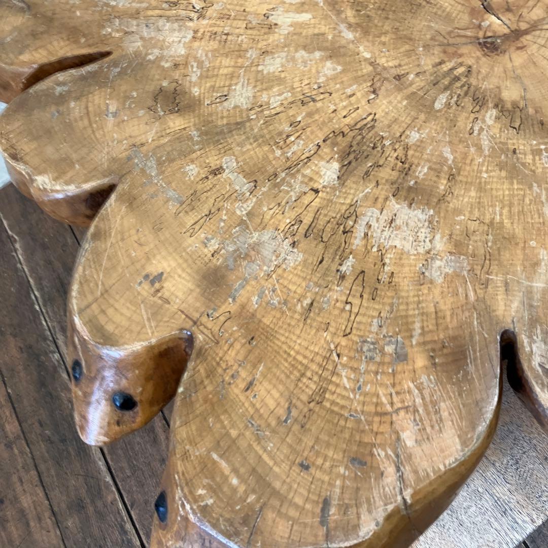 昭和レトロ 木製 一枚板 八咫烏 脚付き 座卓 センターテーブル ローテーブル