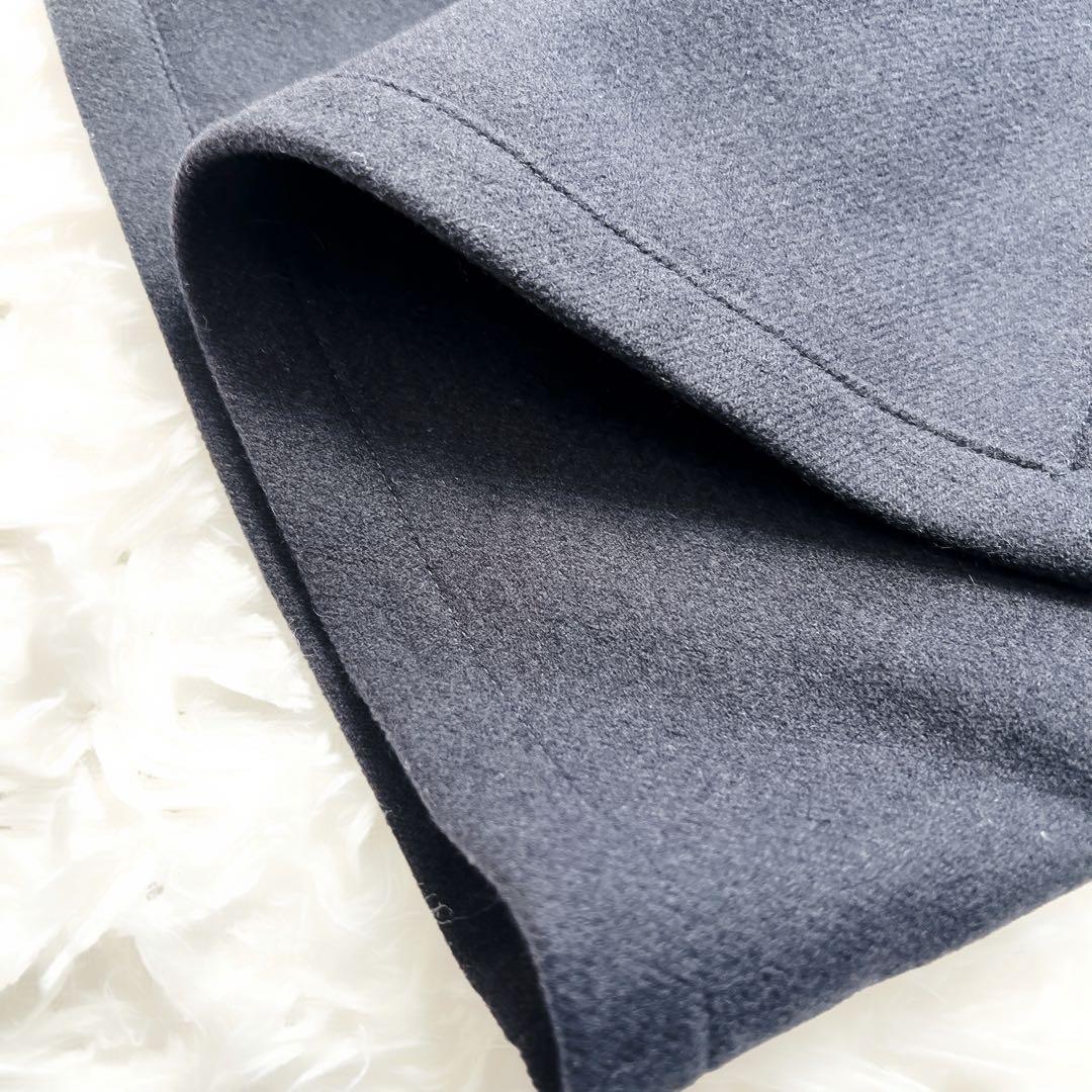 極美品　HERMESエルメス　ネイビー　ベルト　カシミヤ　ダブルフェイス　コート