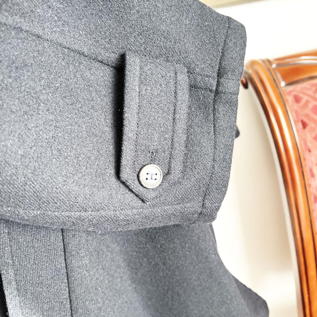 極美品　HERMESエルメス　ネイビー　ベルト　カシミヤ　ダブルフェイス　コート